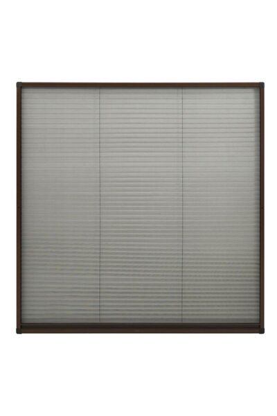 vidaxl Plasă plisată anti-insecte pentru ferestre, maro, 120 x 120 cm, aluminiu