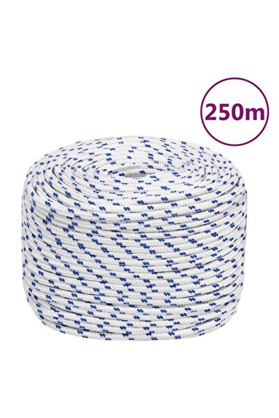 vidaxl Frânghie de barcă, albă, 8 mm, 250 m, polipropilenă