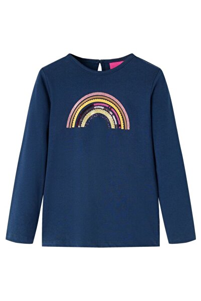 vidaxl Tricou pentru copii cu mânecă lungă, bleumarin, 128