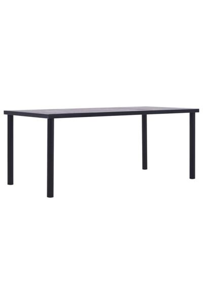 vidaxl Masă de bucătărie, negru și gri beton, 200 x 100 x 75 cm, MDF