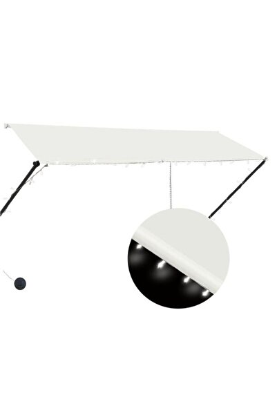 vidaxl Copertină retractabilă cu LED, crem, 300 x 150 cm