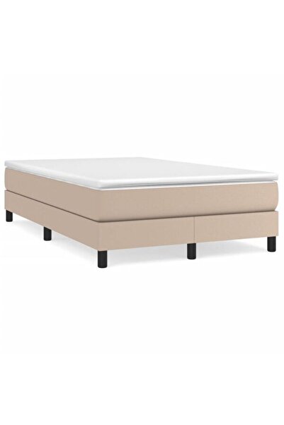 vidaxl Pat boxspring cu saltea, cappuccino, 120 x 200 cm, piele ecologică