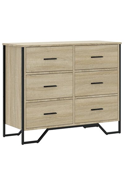 vidaxl Comodă cu sertare, stejar sonoma 91x35,5x74,5 cm lemn prelucrat