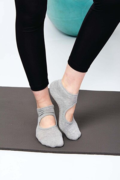 Aytuğ&Mısırlı Mısırlı Kadın Kaydırmaz 2 Çift Pilates ve Yoga Çorabı Gri