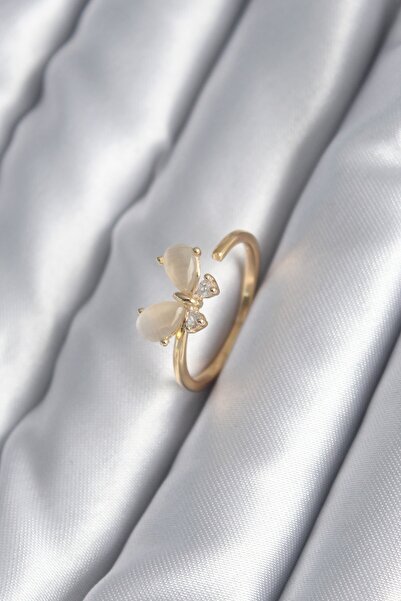 Generic Brand Brass Gold Color Zircon Stone Detail Model Women's Ring