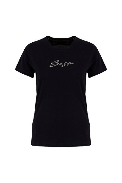 BOSS Siyah Kadın Yazı Baskılı T-Shirt 50538826