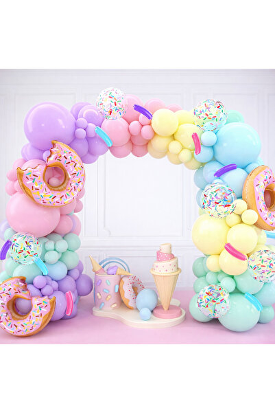 Mirific Party Set de 156 baloane, tip arcadă de baloane donut, pastel