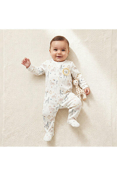 Juniors Cotton Round Neck Long Sleeves Sleepsuit with Safari Print
