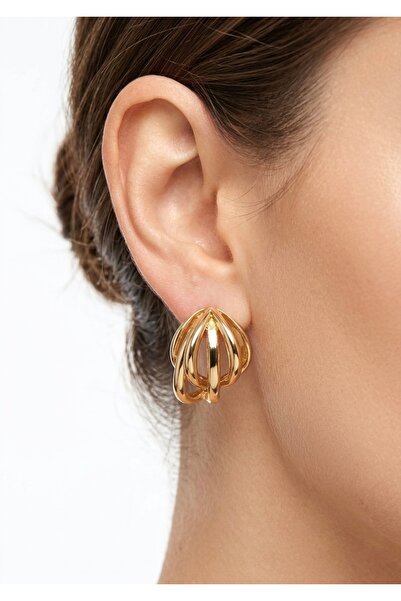 Üçlü Görünümlü Bombeli XUPING Rose Gold Kadın Küpe
