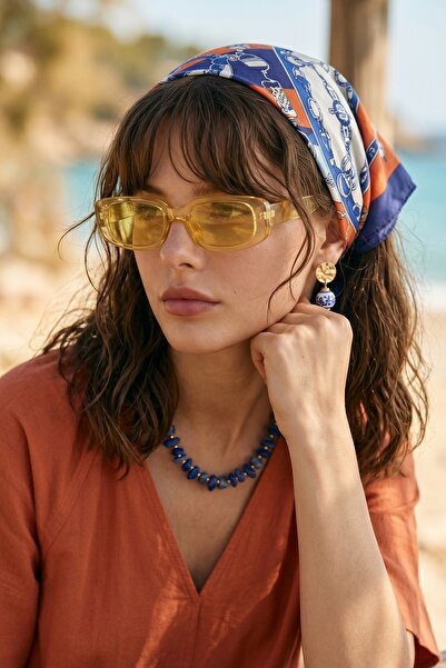 InStyle Bandană eșarfă cu model Saks albastru-portocaliu 50x50