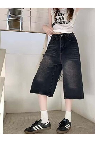 İsra Ayyıldız Moonstar Collection Siyah Bermuda Kapri Pantolon