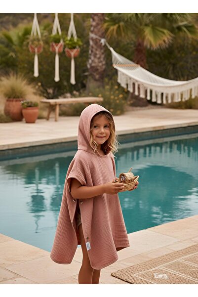 Anvi Baby 4-layered Muslin Poncho Towel (Peach)