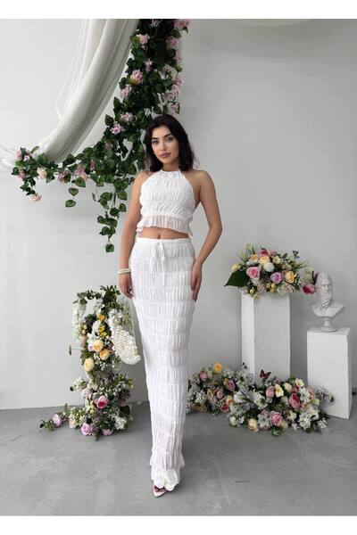 YURELİ Halter Yaka Maxi Etekli Takım