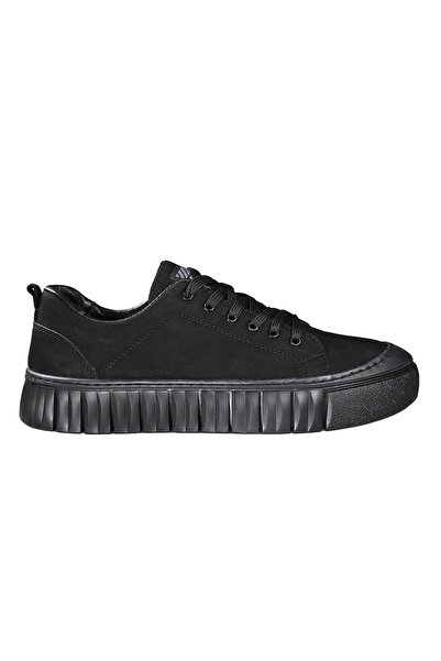 NORRSKEN Men's Textile Lace-Up Nubuck Daily Sports Shoes Black