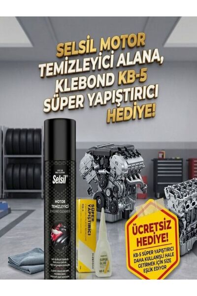 Selsil Motor Temizleme Spreyi ve Klebond KB5 Süper Yapıştırıcı Hediye(1 adet)