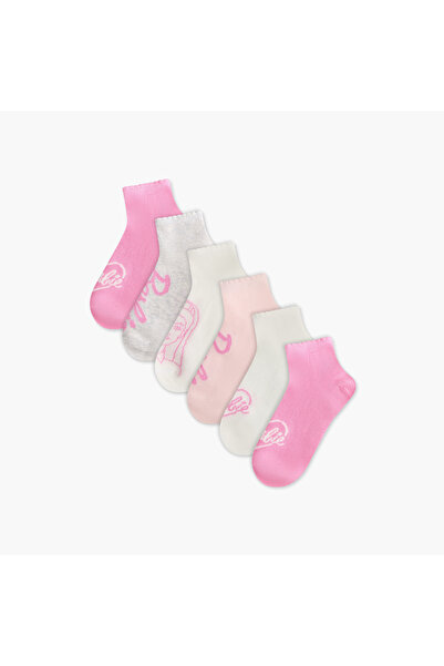 mattel Barbie Print Ankle Length Socks - Set of 6