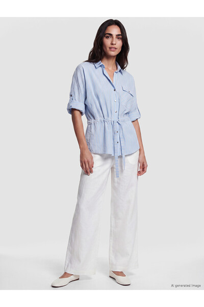 LC Waikiki Striped Women's Shirt with Pockets