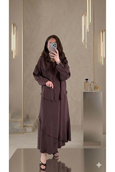 Ceremony Saphire Set with Snap Detail Accessories on Blouse and Skirt