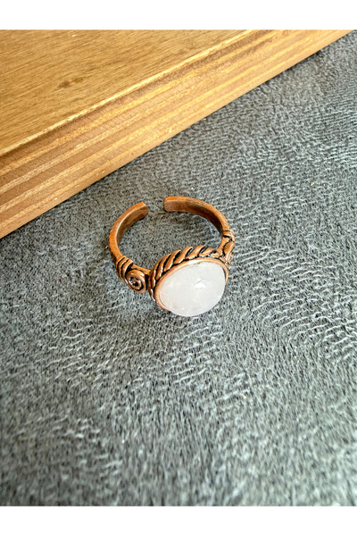 Rupen Kraft Handcrafted natural stone pure copper ring adjustable size pure c...