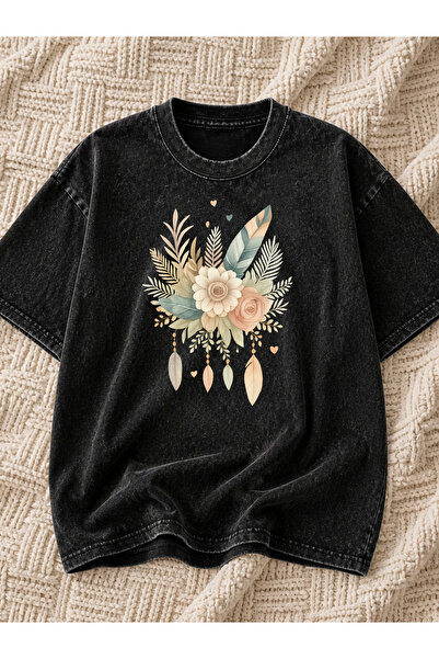 Pink Sky Acid Washed Oversize Unisex T-Shirt Washed Vintage Street Style Stre...