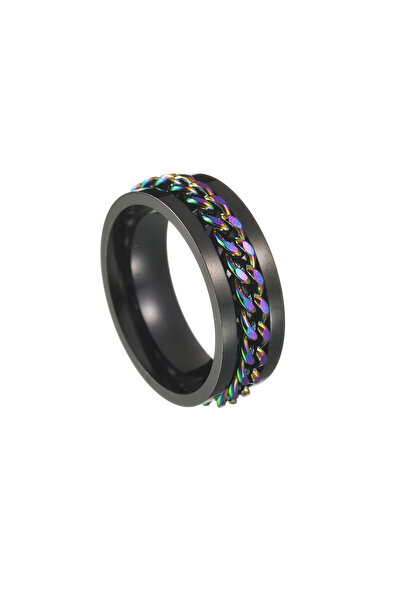 Black Season Rotatable Relaxation Ring Stainless Steel Adjustable Size 5-14 |...