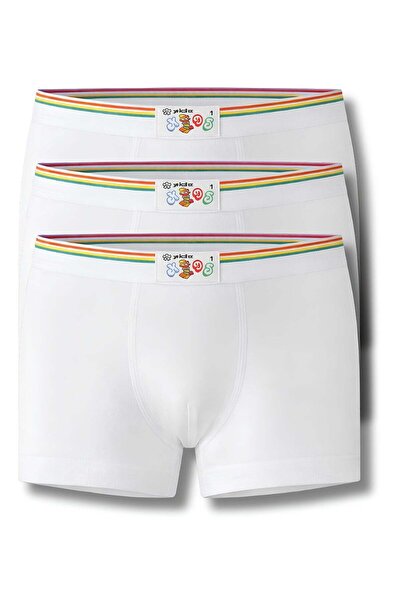 YILDIZ Boys' Lycra Boxer White 3-Pack