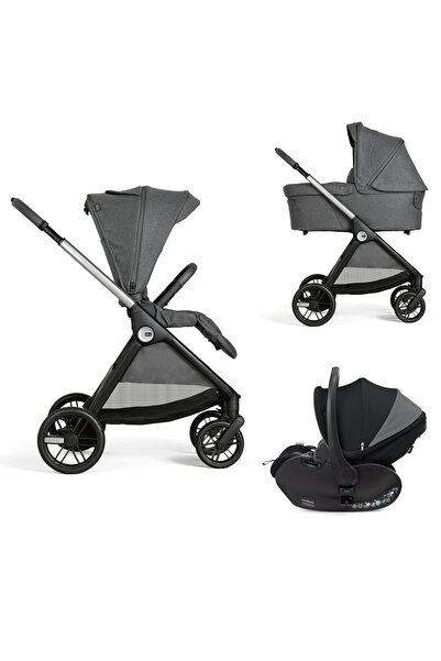 Chicco Carucior copii 3 in 1 Bellagio, Black Satin (negru), First Seat Reclin...