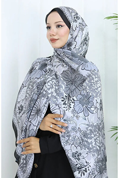sefamerve Champs-Elysees Floral Patterned Shawl 70319-14 Black Gray
