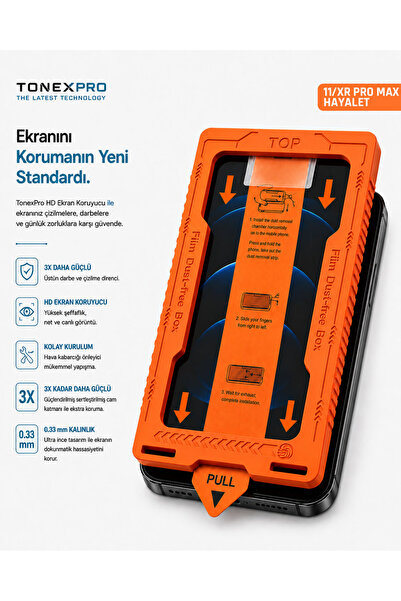 tonex iPhone 11/XR Pro Max Uyumlu Tak Yapıştır Hayalet Ekran Koruyucu