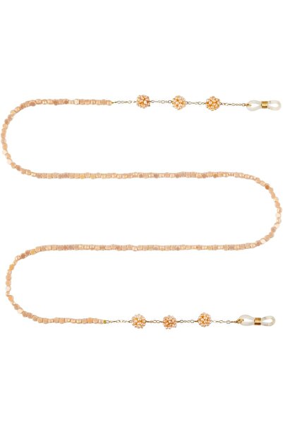 MINZA Aura Women's Eyewear Chain, 18K Gold, Beaded Eyewear Chain, with Crysta...