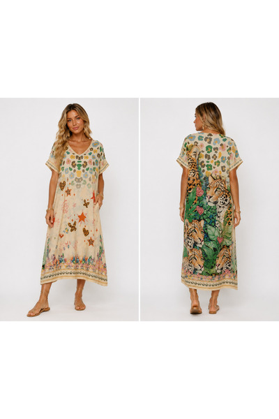 OEM Rochie midi cu imprimeu leopard de grădină