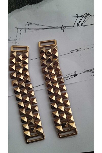 ILCARE Gold Metal Pyramid Buckle 9X1.7 cm Inner Belt 1 cm / 2 Pieces