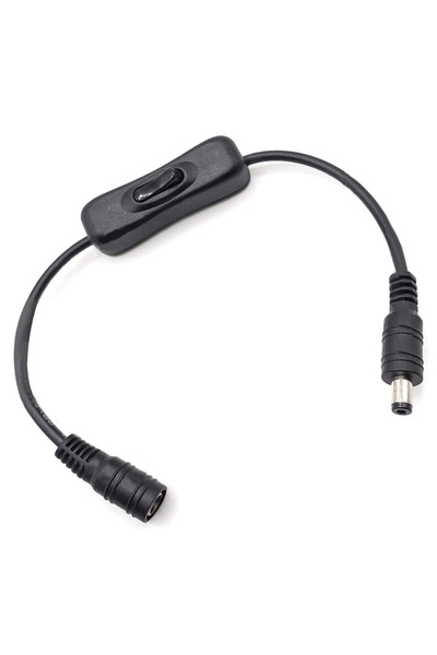 POWERTECH καλώδιο τροφοδοσίας/διακόπτης CAB-U 158, 5.5 x 2.1 χιλ., 30 εκ., μαύρο