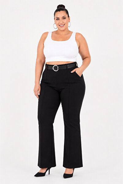 ZANESSI Plus Size Shaping / Sculpting High Waist Belted Flared Knitted Women'...