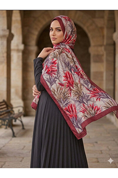 Nazellaa Bahar Dali Pattern Bamboo Cashmere Shawl Burgundy