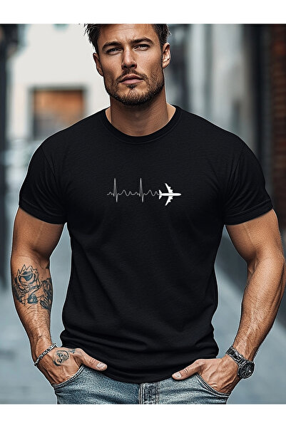 121 Men's Short Sleeve Airplane/Aviation Design T-Shirt - Summer Casual Crew ...