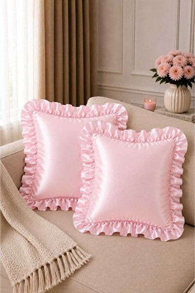 Deko Dekor Set de 2 huse de pernă decorative cu volane 45x45 cm, 100% bumbac ...