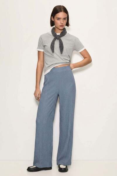 COTENCONCEPT Comfortable Fit High Waist Wide-Leg Viscose Mix Women's Trousers