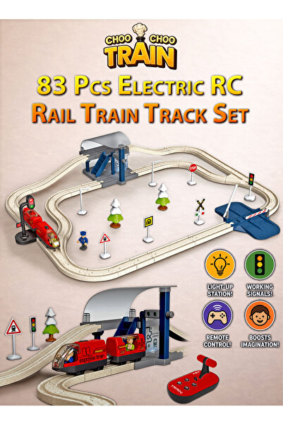 Choo Choo Train 83 PCS Electric RC Rail Train Track Set for Kids 3+ USB Type ...