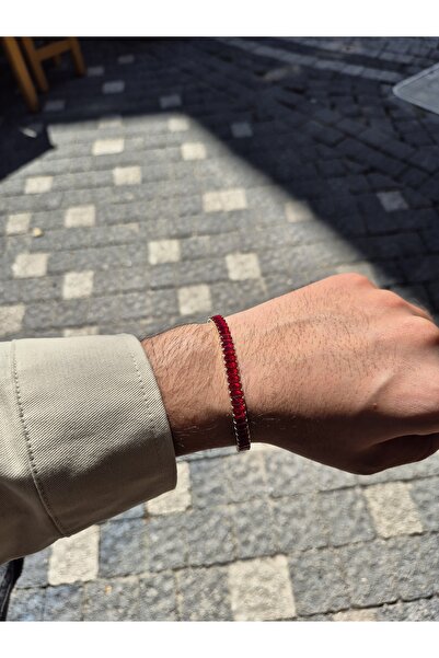 Genel Markalar Kırmızı Sıra taş Unisex 316L Paslanmaz Çelik Bileklik