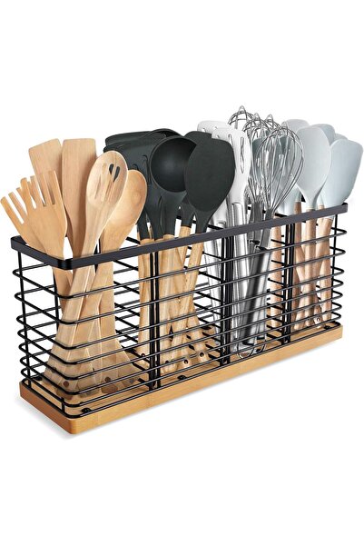 TERRIFI Extra Large Kitchen Utensil Holder with 4 Compartments, Flatware & Ut...