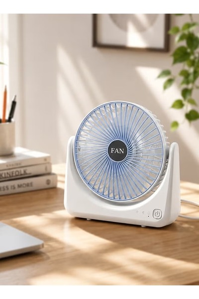 Cady One Rechargeable Battery Table Fan with 3 Speeds, Powerful 3-Blade Plast...
