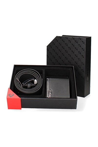 Pierre Cardin , Leather belt and wallet set - 2 pieces, Black