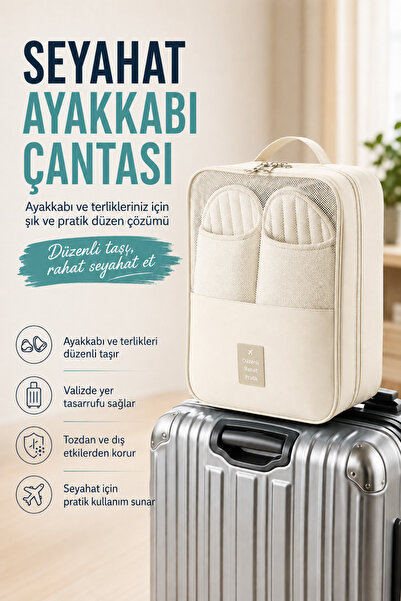 Arfseb Valiz Üstü Ayakkabı ve Terlik Çantası Fileli Fermuarlı Pratik Seyahat ...