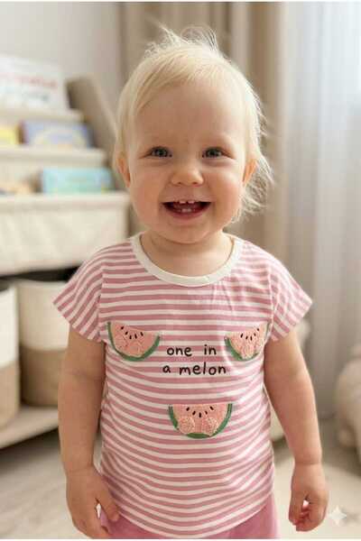 DOLCE KİDS Baby Girl Summer Outfit with Striped Shorts