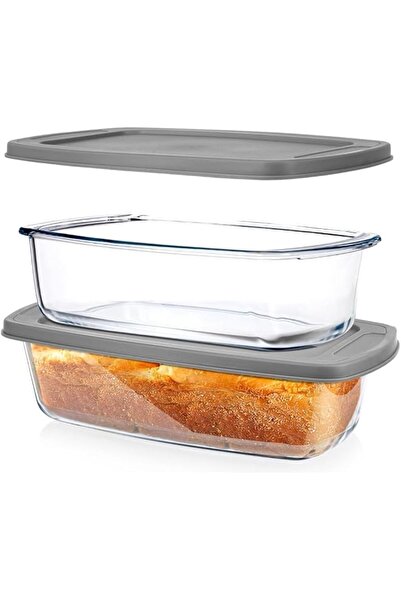 The Bros Glass Bread Pan Set, 1.9 Quart Glass with Lid High Temperature Resis...
