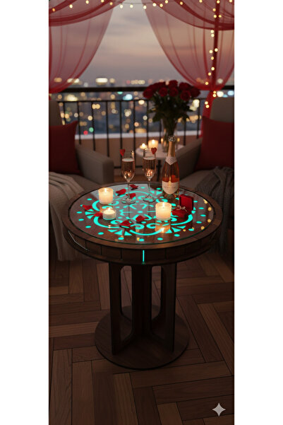 shop Dekoratif Sese Duyarlı Akıllı LED Işıklı Ahşap Yan Sehpa