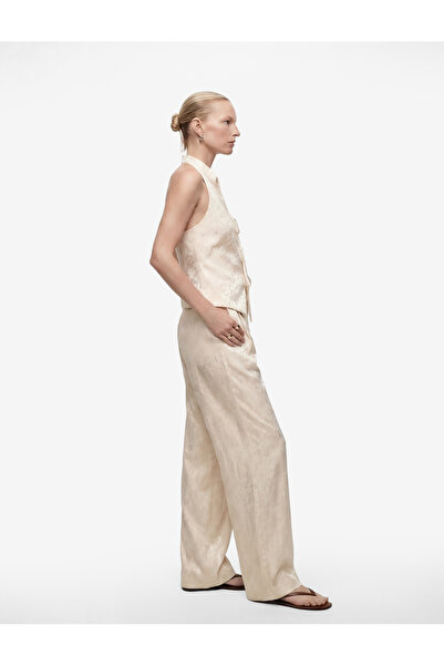 Koton High Waist Viscose Blended Jacquard Wide Leg Pants