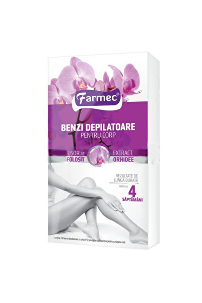 Farmec Benzi Depilatoare pentru Corp cu Extract de Orhidee - Farmec, 14 buc