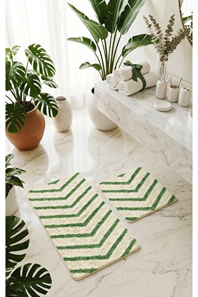 EUROBANO Marta Nordic 2-Piece 60X100 cm Latex Non-Slip Base Bath Mat Set Mach...